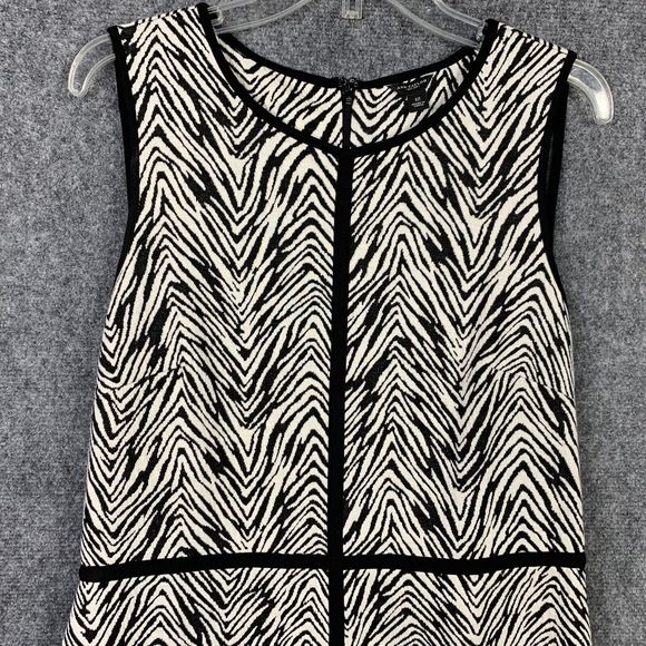 Ann Taylor Sheath Dress Women Sz 12 Zebra Inspired Print Sleeveless Knee Length - Picture 2 of 8
